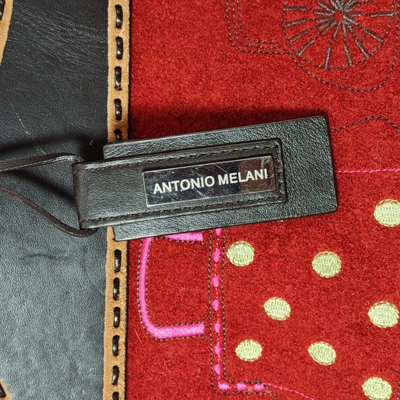 Antonio Melani Embroidered Wool/Leather Tote Bag - Picture 6 of 12